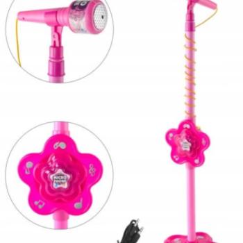 Rózsaszín mikrofon állvánnyal és MP3 lejátszóval – karaoke és éneklés gyerekeknek (WNDR8235) kép