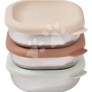 Rozsdamentes ételtároló készlet Multi Use Stainless Steel Meal Boxes Natural Set Beaba szilikonb fedéllel 250 ml 3 darab 4 hó-tól kép