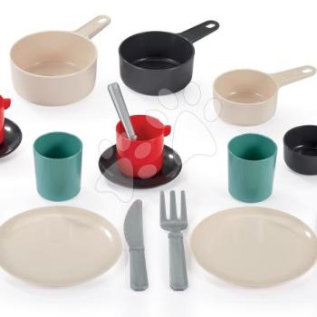 Serpenyő ebédkészlettel 100% Chef Écoiffier 32 cm fazekakkal tányérokkal evőeszközökkel csészékkel 18 részes 18 hó-tól kép