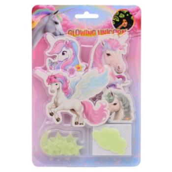 Sötétben világító unikornis falmatricák, 2 féle kép