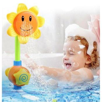 Spriccelő, nevető napraforgó formájú fürdőjáték gyerekeknek - mosolygós, színes  kádjáték kicsiknek (BBJ) kép