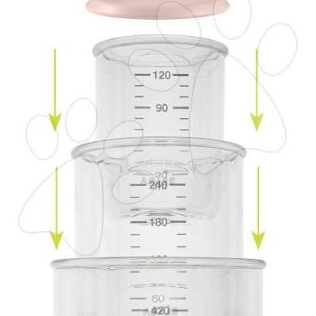 Szett 3 ételtároló doboz Beaba 1 baby 120 ml, 1 maxi 240 ml, 1 maxi+ 420 ml rózsaszín kék szürke 4 hó-tól kép