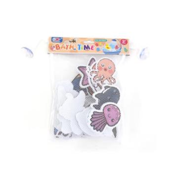 Szivacs fürdőjáték hálóban, tengeri állatok és dínók, 18 db kép