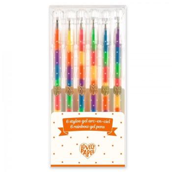 Szivárvány zselés toll készlet - 6 szivárvány színben - 6 rainbow gel pens - DD03787 kép