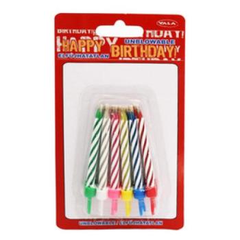 Szülinapi elfújhatatlan gyertya - csíkos, többféle kép