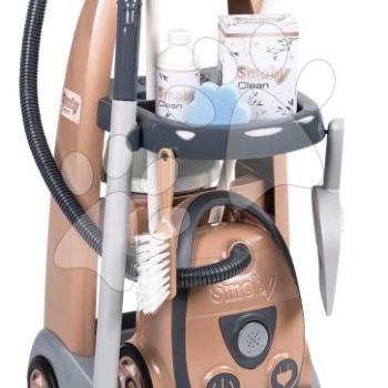 Takarítókocsi elektronikus porszívóval Rowenta Trolley Vacuum Cleaner Smoby valósághű hanggal seprűvel lapáttal és 9 kiegészítővel kép