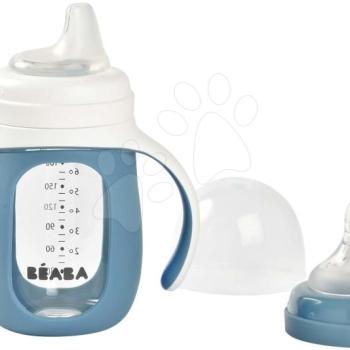 Tanuló ivó palack bidon 2in1 Learning Bottle 210ml Blue Beaba kék szilikon borítással 4 hó-tól BE913519 kép