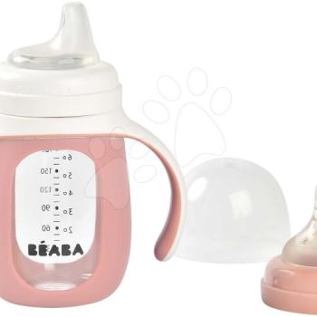 Tanuló ivó palack bidon 2in1 Learning Bottle 210ml Pink Beaba rózsaszín szilikon borítással 4 hó-tól BE913519 kép