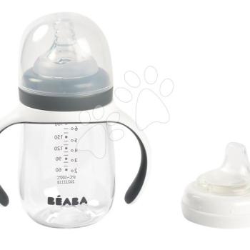 Tanuló ivó palack Bidon 2in1 Training Bottle Beaba Mineral Grey 210 ml szürke 4 hó-tól kép