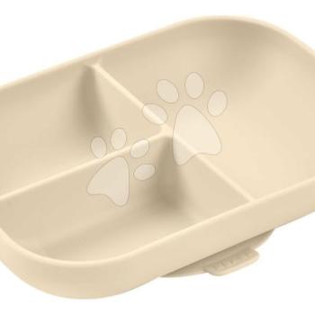 Tányér kisbabáknak Divided Silicone Plate Clay Beaba szilikonból osztott bézs 4 hó-tól kép
