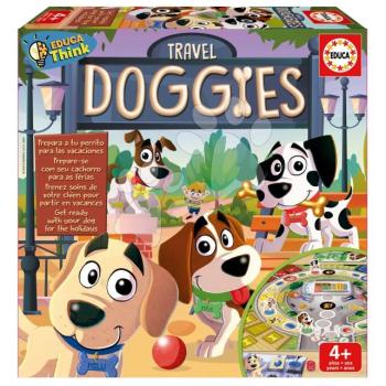 Társasjáték Utazás kutyusokkal Travel Doggies Educa játéktábla 4 figurával és 16 zsetonnal spanyol angol francia és portugál nyelven kép