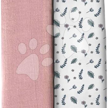 Textil pelenkák pamut muszlinból Bolte 2 Swadlles 120 cm Beaba Old Pink/Floral Campaign 2 darab 0 hó-tól kép
