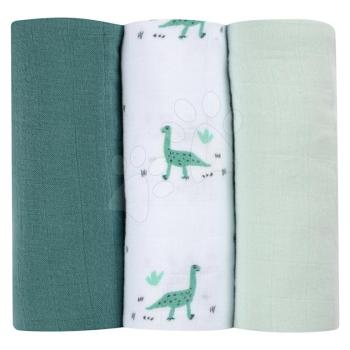 Textil pelenkák pamut muszlinból Cotton Muslin Cloths Beaba Jurassique 3 darabos csomag 70*70 cm 0 hó-tól zöld kép