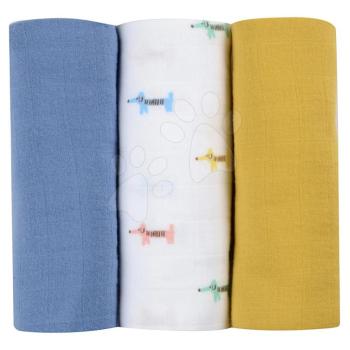 Textil pelenkák pamut muszlinból Cotton Muslin Cloths Beaba Teckel 3 drb-os csomag 70*70 cm 0 hó-tól kékes-bézs kép