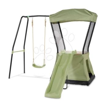 Többfunkciós játszótorony hintával Ivy play tower swing Exit Toys búvóhellyel homokozóval és csúszdával fémszerkezettel kép