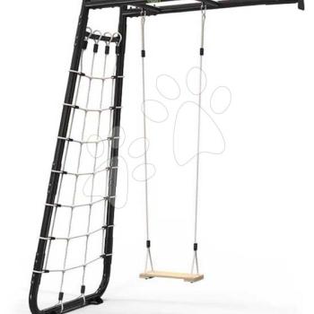 Többfunkciós mászóka GetSet Monkeybar MB110 Wall Mount Black Exit Toys acélszerkezet hintával és mászóhálóval falhoz rögzíthető kialakítással kép