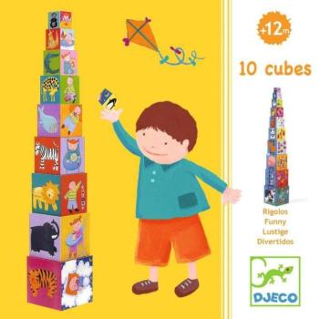 Toronyépítő kocka - mulatságos - 10 funny blocks - Djeco kép