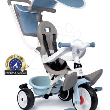 Tricikli és babakocsi egyben magasított háttámlával Baby Balade Plus Tricycle Blue Smoby fékkel és EVA kerekekkel kék 10 hó-tól kép