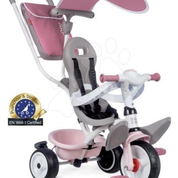 Tricikli és babakocsi egyben magasított háttámlával Baby Balade Plus Tricycle Pink Smoby fékkel és EVA kerekekkel kék 10 hó-tól kép