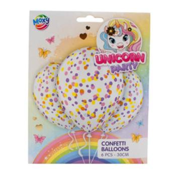 Unikornis konfettis lufi, 30 cm, 6 db kép