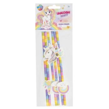 Unikornis papírszívószál, 19, 5 cm, 6 db kép