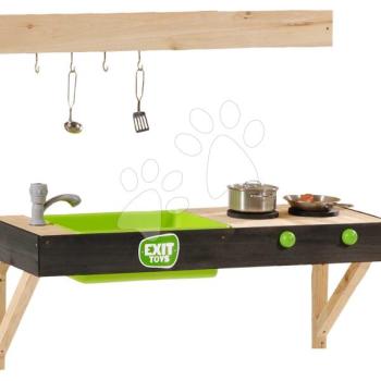 Záhradná kuchynka Yummy 50 Wooden Mud Kitchen Exit Toys s tečúcou vodou v dreze a kuchynským náradím ET51100000 kép