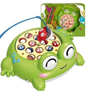 Interaktív vidám békás horgászjáték – forgó táblás, tátogó halacskákkal (BBLPJ) kép