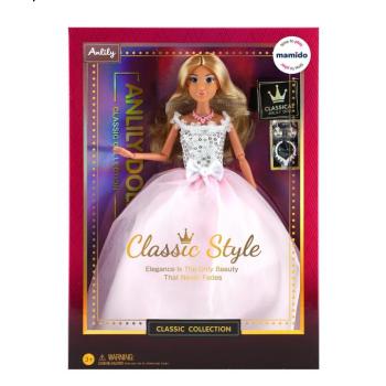 Anlily Classic baba fehér-rózsaszín ruhában 29 cm kép