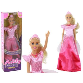Baba gyerekeknek Anlily Princess hosszú, szőke hajú tiara rózsaszín ruha kép