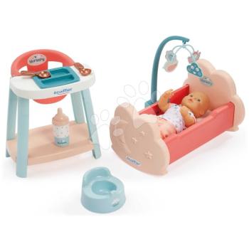 Babagondozó szett 30 cm babával Nursery Écoiffier etetőszékkel bölcsővel bilivel és 8 kiegészítővel 18 hó-tól kép