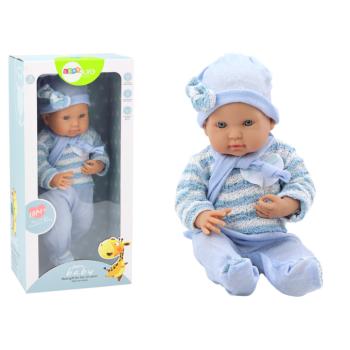 Baby Doll pulóver csíkos, kalap és sál kék színben kép