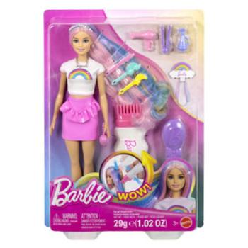 Barbie tündöklő szivárványhaj baba kép