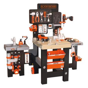 Barkácsműhely háromszárnyú Black&Decker Mega Center Smoby gépész vízvezeték-szerelő festő és asztalos 100 db tartozék 103 cm magas kép