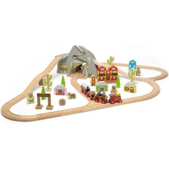 Bigjigs Rail Wild West Fa vonatpálya 62 részes kép