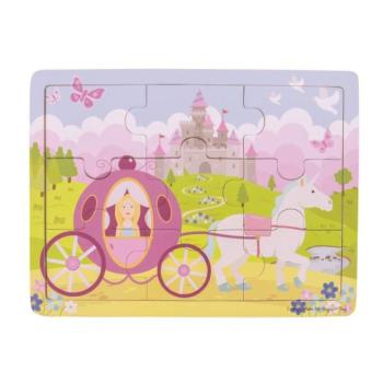 Bigjigs Toys Fa puzzle hercegnő kocsival