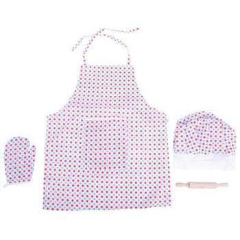 Bigjigs Toys főzőkészlet pöttyös köténnyel kép