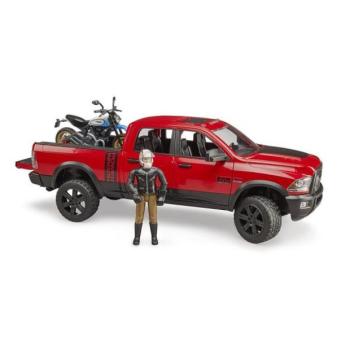 Bruder 02502 Terenne auto RAM, motorkerékpár Scrambler Ducati sivatag, szobrocska kép