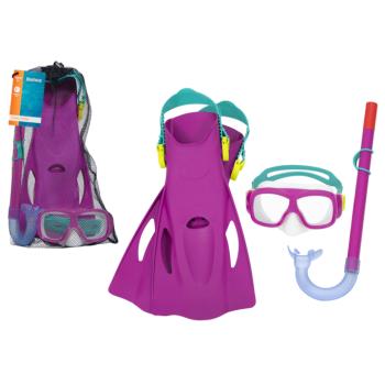Búvárkészlet gyerekeknek rózsaszín - snorkel, védőszemüveg és uszony kép