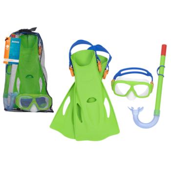 Búvárkészlet gyerekeknek zöld - snorkel, szemüveg és uszony kép