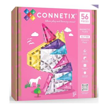 Connetix Tiles - Csillogó egyszarvú mágneses építőkészlet 56 db kép