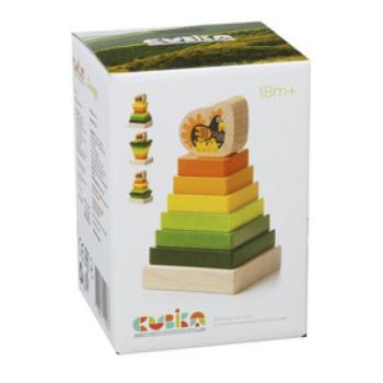 CUBIKA 15276 Színes piramis tyúkkal - fa puzzle 8 részes kép