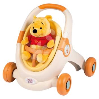 Didaktikus járássegítő és babakocsi Micimackó Baby Walker 3v1 Smoby 25 cm plüssfigurával és fékkel 12 hó-tól kép