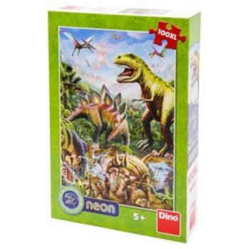 Dino Puzzle 100 db XL neon- Dínók világa kép