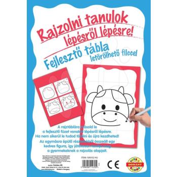 Dohány készségfejlesztő rajztábla Rajzolj rá és töröld le bocis - Rajzolni tanulok lépésről lépésre képekkel 509-2 kép