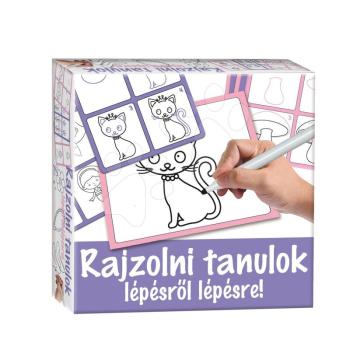 Dohány készségfejlesztő rajztábla Rajzolj rá és töröld le lila - Rajzolni tanulok lépésről lépésre állatkákat 506-3 kép