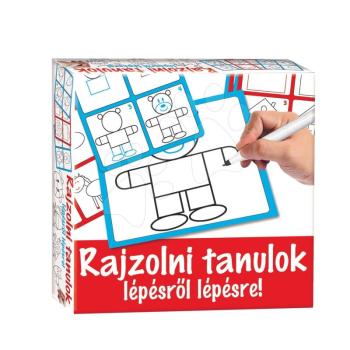 Dohány készségfejlesztő rajztábla Rajzolj rá és töröld le piros - Rajzolni tanulok lépésről lépésre figurákat 506-2 kép