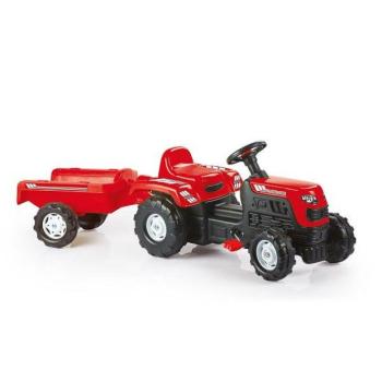 Dolu pedálos traktor Ranchero utánfutóval, piros kép