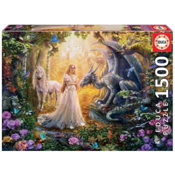 Educa puzzle Dragon, Princess and Unicorn 1500 darabos és fix ragasztó 17696 kép