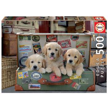 Educa puzzle Pupies in the Luggage 500 darabos és fix ragasztó 17645 kép