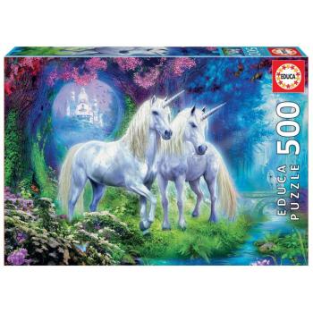 Educa puzzle Unicorns in the forest 500 darabos és fix ragasztó 17648 kép